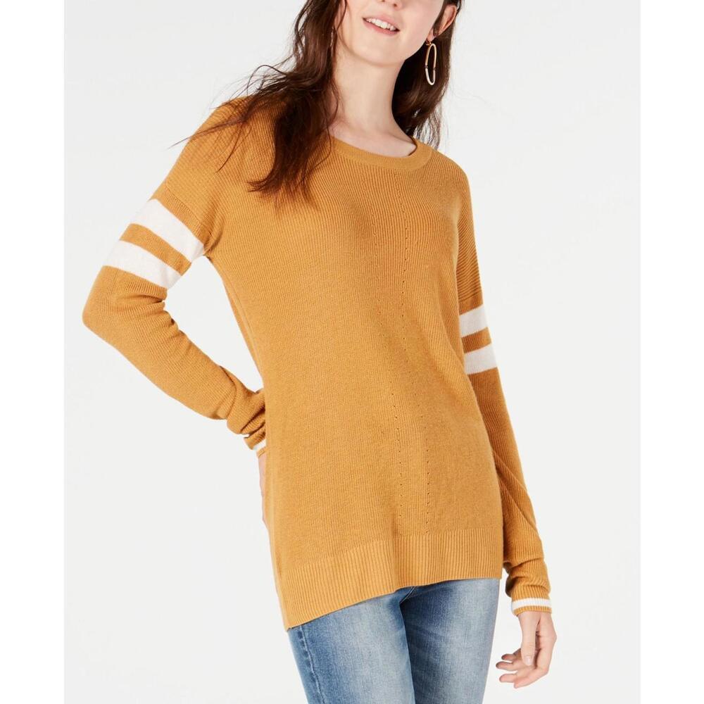 Hippie Rose Juniors Scoop Neck Varsity Stripe Sweater Size M